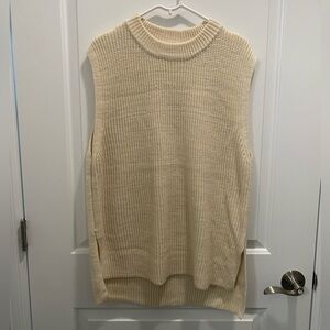 Cream Sleeveless Knit Sweater